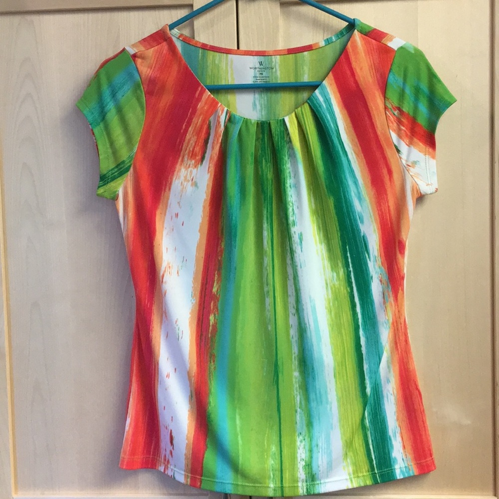 Worthington PS short sleeve top green/pink/white